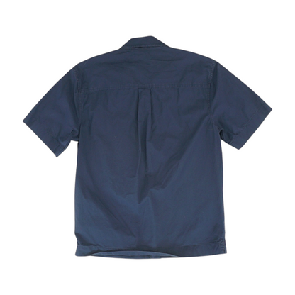 Navy Solid Short Sleeve Button Down