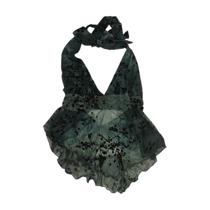 Gray Tie-Dye Cropped Blouse