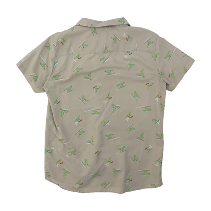 Vintage Gray Graphic Short Sleeve Button Down