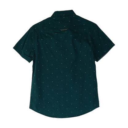 Teal Print Short Sleeve Button Down