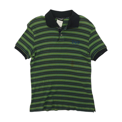 Green Striped Short Sleeve Polo