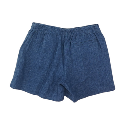 Blue Solid Knit Shorts