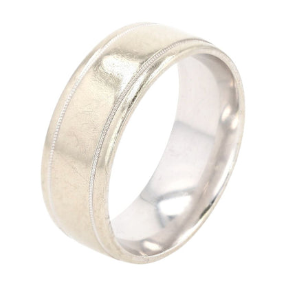 14K White Gold Wide Milgrain Groove Accent Band