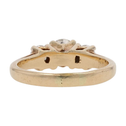 7/8 Ct 14K Gold Round Three Diamond Engagement Ring