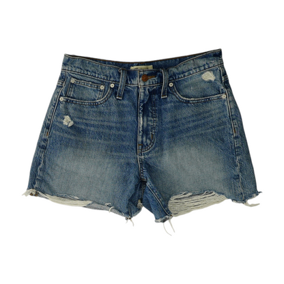 Blue Solid Denim Shorts