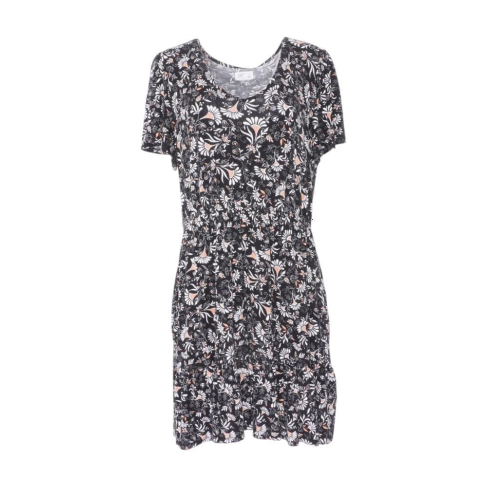 24/7 Black Floral Midi Dress – Image 1