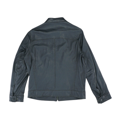 Black Solid Leather Jacket