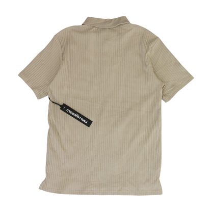 Beige Solid Short Sleeve Polo