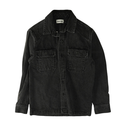 Black Solid Denim Jacket