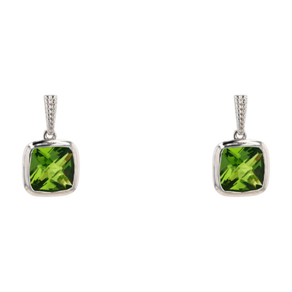 4 1/4 ctw Sterling Silver Green Stone Drop Earrings