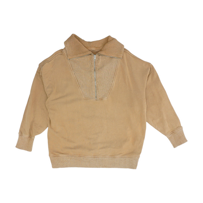 Brown Solid 1/4 Zip Pullover
