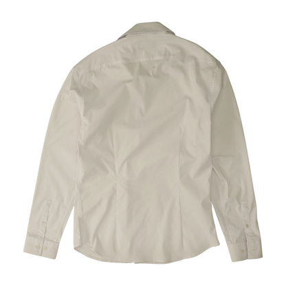 White Solid Long Sleeve Button Down