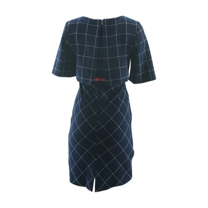 Navy Check Midi Dress