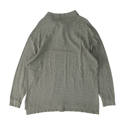 Gray Tall Solid Long Sleeve Polo