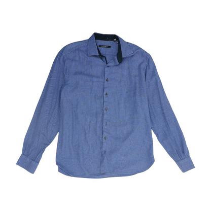 Blue Abstract Long Sleeve Button Down