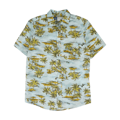 Blue Tropical Short Sleeve Button Down
