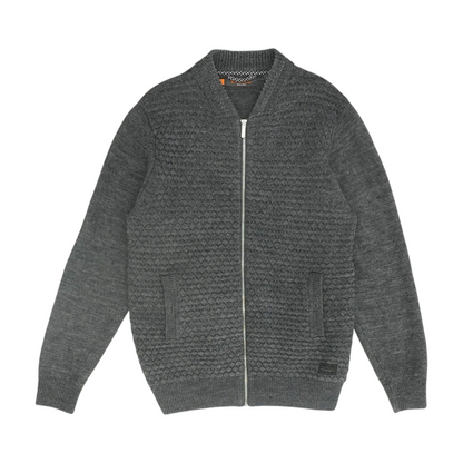 Gray Solid Cardigan Sweater