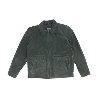 Gray Solid Leather Jacket