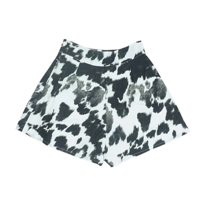 Black Animal Print Chino Shorts