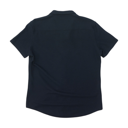 Navy Solid Short Sleeve Button Down