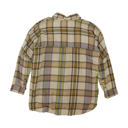 Beige Plaid Flannel Button Down