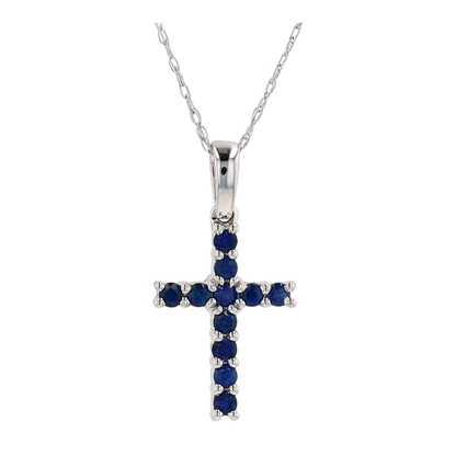 1/4 ctw 14K White Gold Sapphire Pendant Necklace