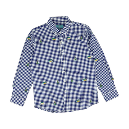Blue Check Long Sleeve Polo