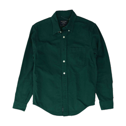 Green Solid Long Sleeve Button Down