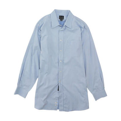 Blue Solid Long Sleeve Button Down