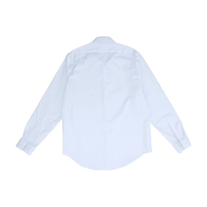 White Solid Long Sleeve Button Down