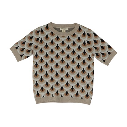 Beige Abstract Pullover Sweater