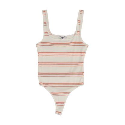White Striped Bodysuit Blouse