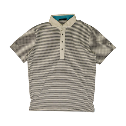 Navy Striped Short Sleeve Polo