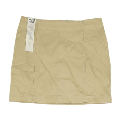 Tan Solid Mini Skirt