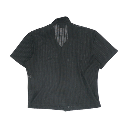 Black Solid Short Sleeve Button Down