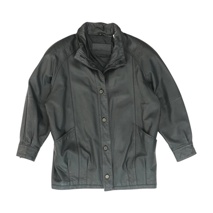 Black Solid Leather Jacket