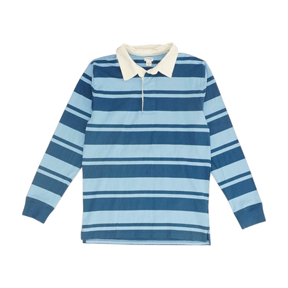 Blue Striped Long Sleeve Polo
