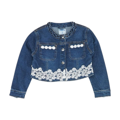Blue Solid Denim Jacket