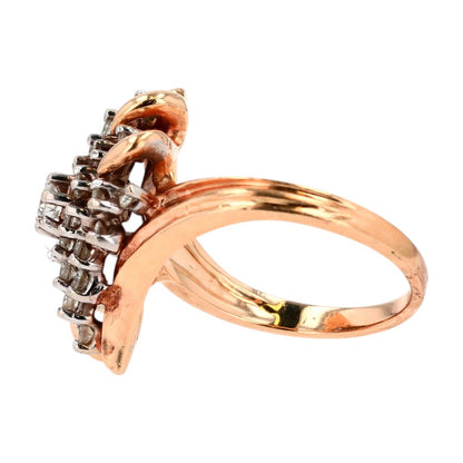.50 ct 14K Two Tone Gold Vintage Style Diamond Waterfall Anniversary Ring