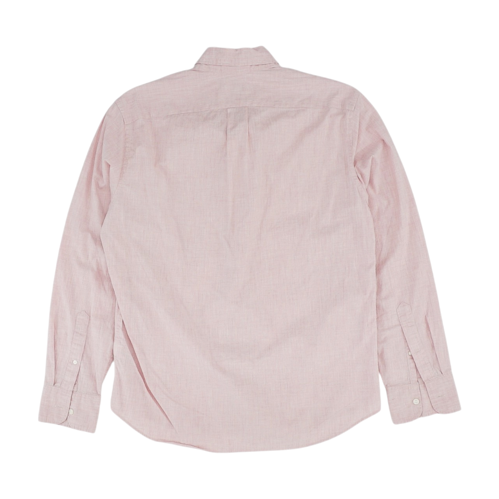 Pink Short Solid Long Sleeve Button Down