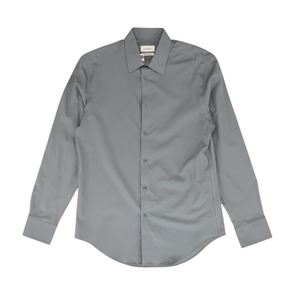 Gray Solid Long Sleeve Button Down