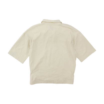 Beige Solid Short Sleeve Polo