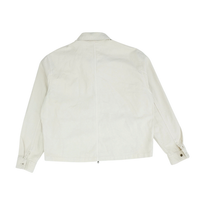 Beige Solid Denim Jacket