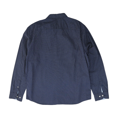 Navy Polka Dot Long Sleeve Button Down
