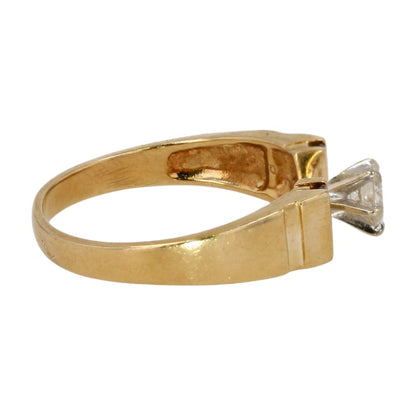 .33 ct 14K Gold Vintage Round Diamond Center Engagement Ring