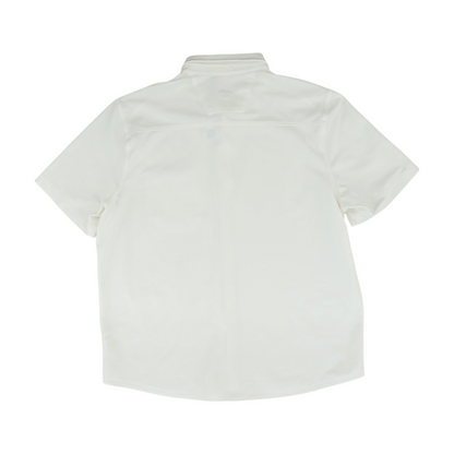 White Solid Short Sleeve Button Down