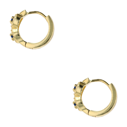 Sterling Silver Synthetic Sapphire Hoop Earrings