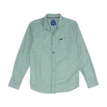 Green Solid Long Sleeve Button Down