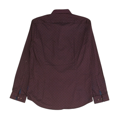 Burgundy Print Long Sleeve Button Down