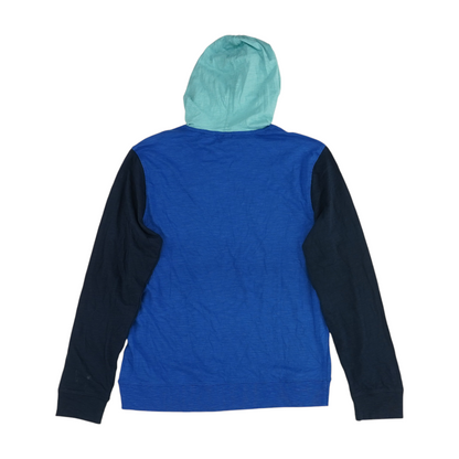 Blue Color Block Hoodie Pullover